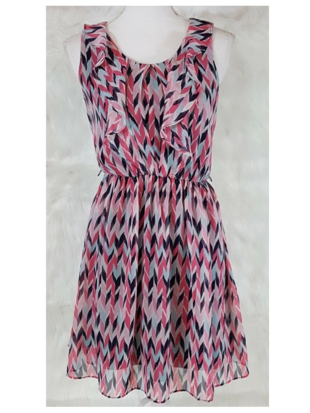 Iz Byer size medium Pink Multicolor Printed Sleeveless Dress